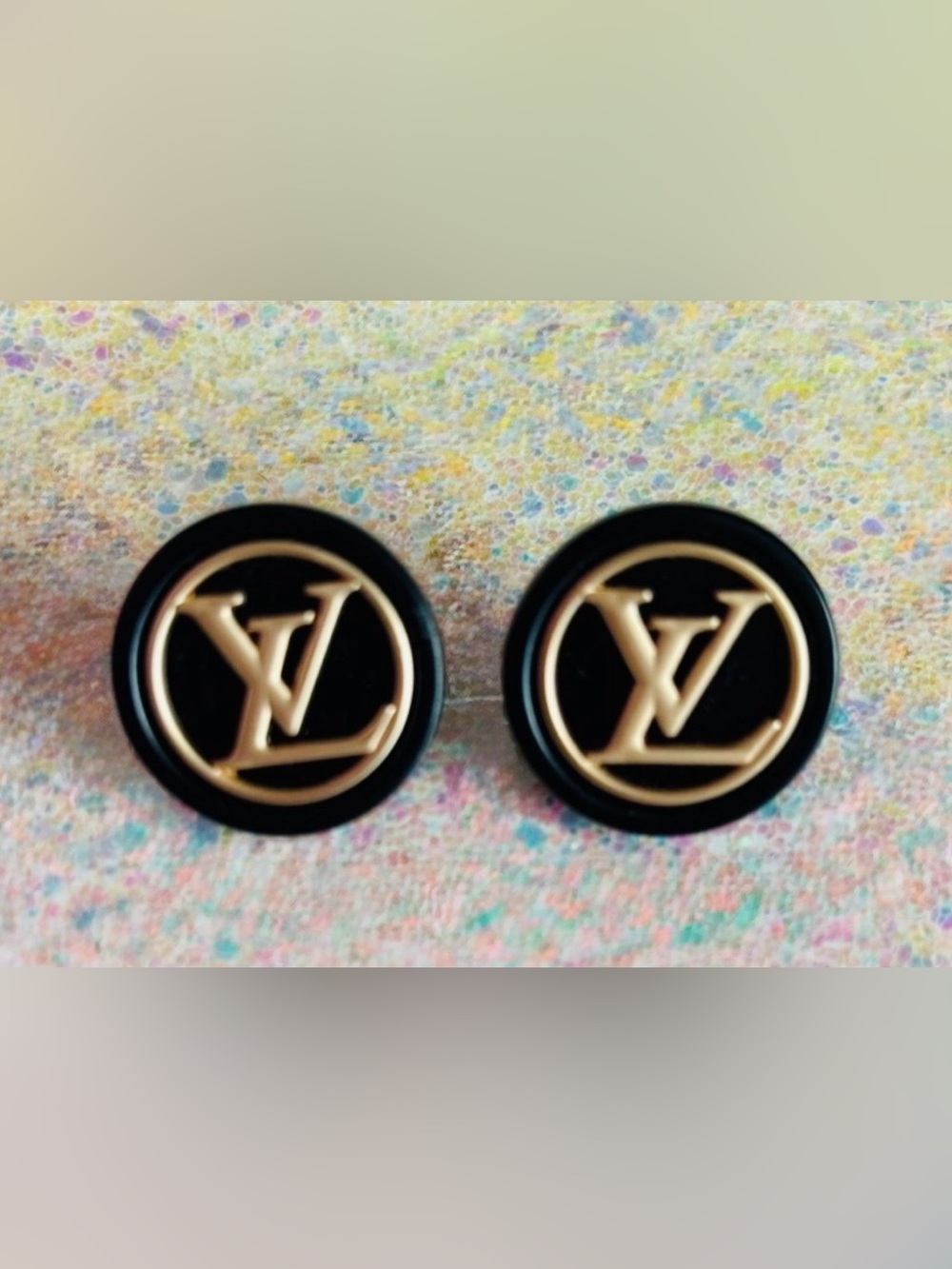 Luxury Gold and Black Repurposed upcycled
Vintage Button Earrings classic